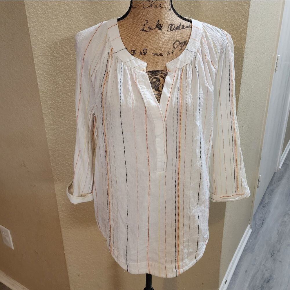 Marled striped boho cotton blend tunic‎ size large
